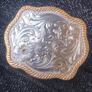 Montana Silversmiths Western Belt Buckle gold rope